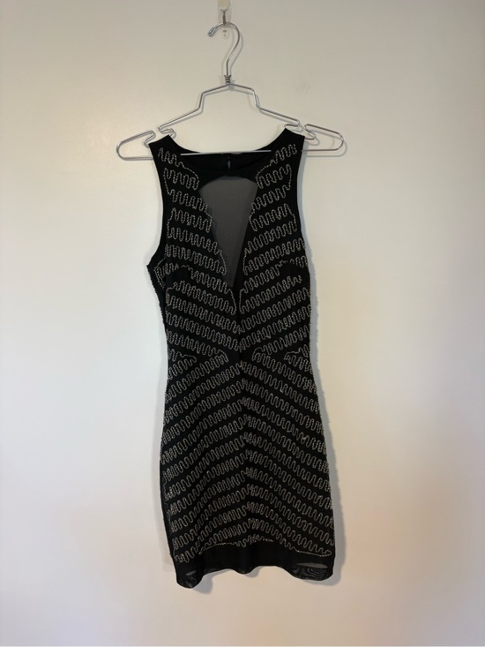 3/$25 Bebe Black Beaded Sleeveless Cocktail Dress sz XXS